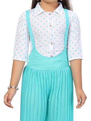 White plain georgette girls-top-bottom 5