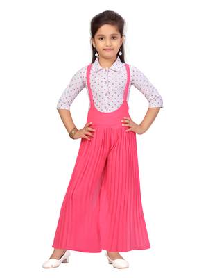 White plain georgette girls-top-bottom 1