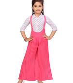 White plain georgette girls-top-bottom