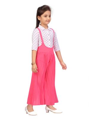 White plain georgette girls-top-bottom 2