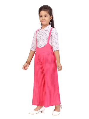 White plain georgette girls-top-bottom 3