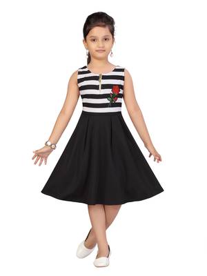 Black plain nylon kids-frocks 1