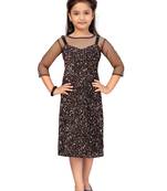 Orange hand woven velvet kids-frocks