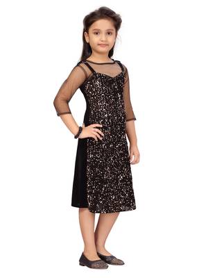 Orange hand woven velvet kids-frocks 2