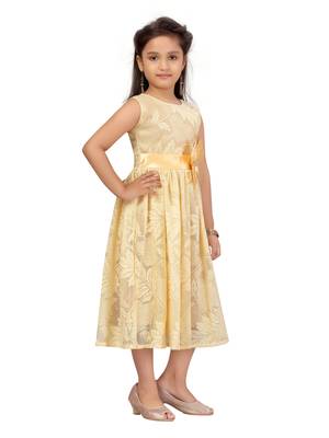 Fawn plain nylon kids-frocks 2