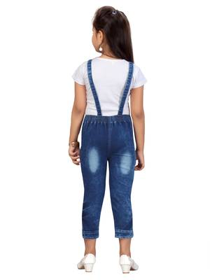 White plain blended cotton girls-top-bottom 3