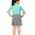 Turquoise plain pure georgette girls-top-bottom