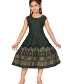 Green printed cotton kids-frocks