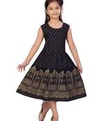 Blue printed cotton kids-frocks