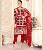 Maroon embroidered net salwar