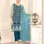 Teal-blue embroidered net salwar