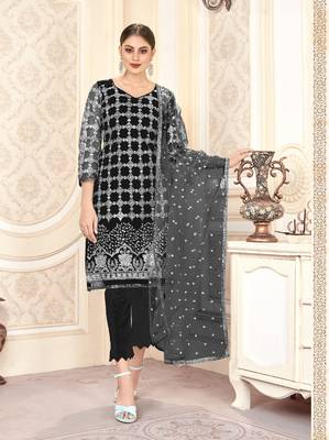 Black embroidered net salwar 1