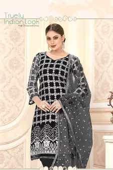 Black embroidered net salwar