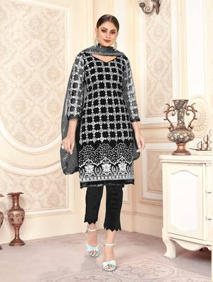 Black embroidered net salwar 3