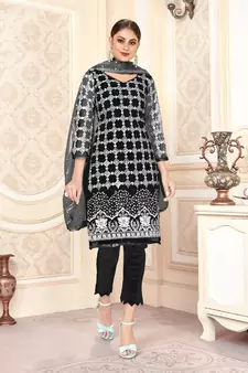 Black embroidered net salwar