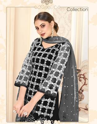 Black embroidered net salwar 4