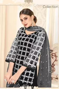 Black embroidered net salwar