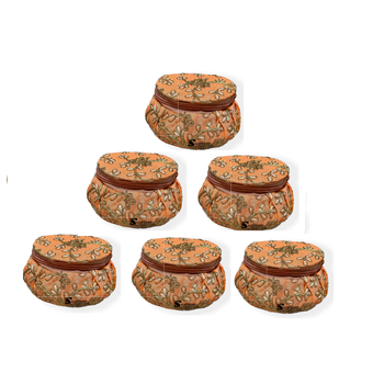 Shoptory India Embroidered Decorative Box for wedding Cum Bangle Box, Shagun Gift Packing Potli Peach, Pack of 6 1