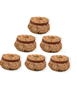 Shoptory India Embroidered Decorative Box for wedding Cum Bangle Box, Shagun Gift Packing Potli Peach, Pack of 6