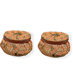 Shoptory India Embroidered Decorative Box for wedding Cum Bangle Box, Shagun Gift Packing Potli Peach, Pack of 2