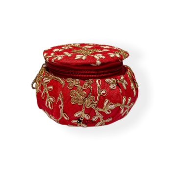Shoptory India Embroidered Decorative Box for wedding Cum Bangle Box, Shagun Gift Packing Potli Red, Pack of 6 2