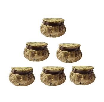 Shoptory India Embroidered Decorative Box for wedding Cum Bangle Box, Shagun Gift Packing Potli Beige, Pack of 6 1