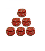 Shoptory India Embroidered Decorative Box for wedding Cum Bangle Box, Shagun Gift Packing Potli Orange, Pack of 6