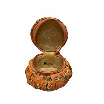 Shoptory India Embroidered Decorative Box for wedding Cum Bangle Box, Shagun Gift Packing Potli Peach, Pack of 2 4