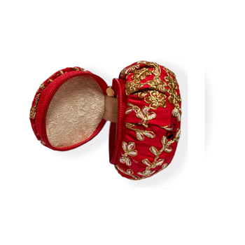 Shoptory India Embroidered Decorative Box for wedding Cum Bangle Box, Shagun Gift Packing Potli Red, Pack of 6 4