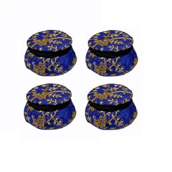 Shoptory India Embroidered Decorative Box for wedding Cum Bangle Box, Shagun Gift Packing Potli Blue, Pack of 4 1