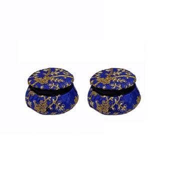 Shoptory India Embroidered Decorative Box for wedding Cum Bangle Box, Shagun Gift Packing Potli Blue, Pack of 2 1