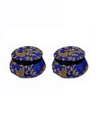 Shoptory India Embroidered Decorative Box for wedding Cum Bangle Box, Shagun Gift Packing Potli Blue, Pack of 2