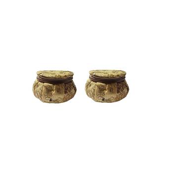 Shoptory India Embroidered Decorative Box for wedding Cum Bangle Box, Shagun Gift Packing Potli Beige, Pack of 2 1