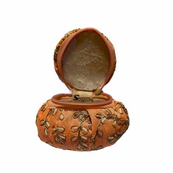 Shoptory India Embroidered Decorative Box for wedding Cum Bangle Box, Shagun Gift Packing Potli Peach 5