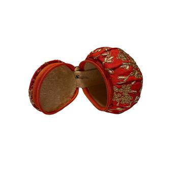 Shoptory India Embroidered Decorative Box for wedding Cum Bangle Box, Shagun Gift Packing Potli Orange, Pack of 4 4