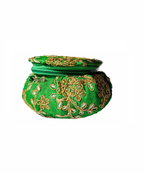 Shoptory India Embroidered Decorative Box for wedding Cum Bangle Box, Shagun Gift Packing Potli Green