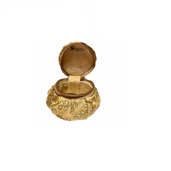 Shoptory India Embroidered Decorative Box for wedding Cum Bangle Box, Shagun Gift Packing Potli Beige 5