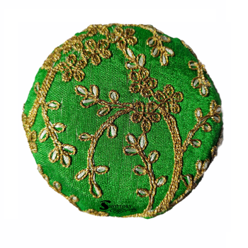Shoptory India Embroidered Decorative Box for wedding Cum Bangle Box, Shagun Gift Packing Potli Green, Pack of 2 4