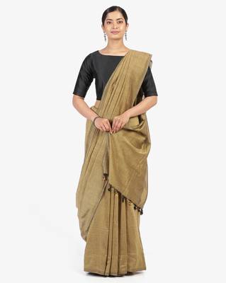 Gold woven khadi saree with blouse 1