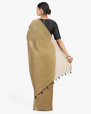 Gold woven khadi saree with blouse 2