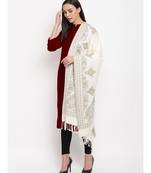 white Paisley Border woven stole