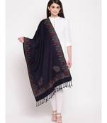 blue Navy Blue blue Viscose Wool Blend Women woven Casual Onesize Stole