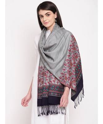 GREY Grey Viscose Wool Blend Women woven Casual Onesize Stole 2