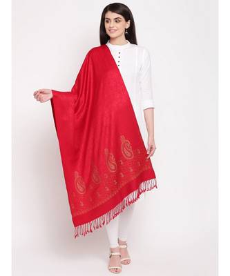 RED Red Viscose Wool Blend Women woven Casual Onesize Stole 1