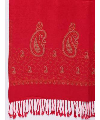 RED Red Viscose Wool Blend Women woven Casual Onesize Stole 3