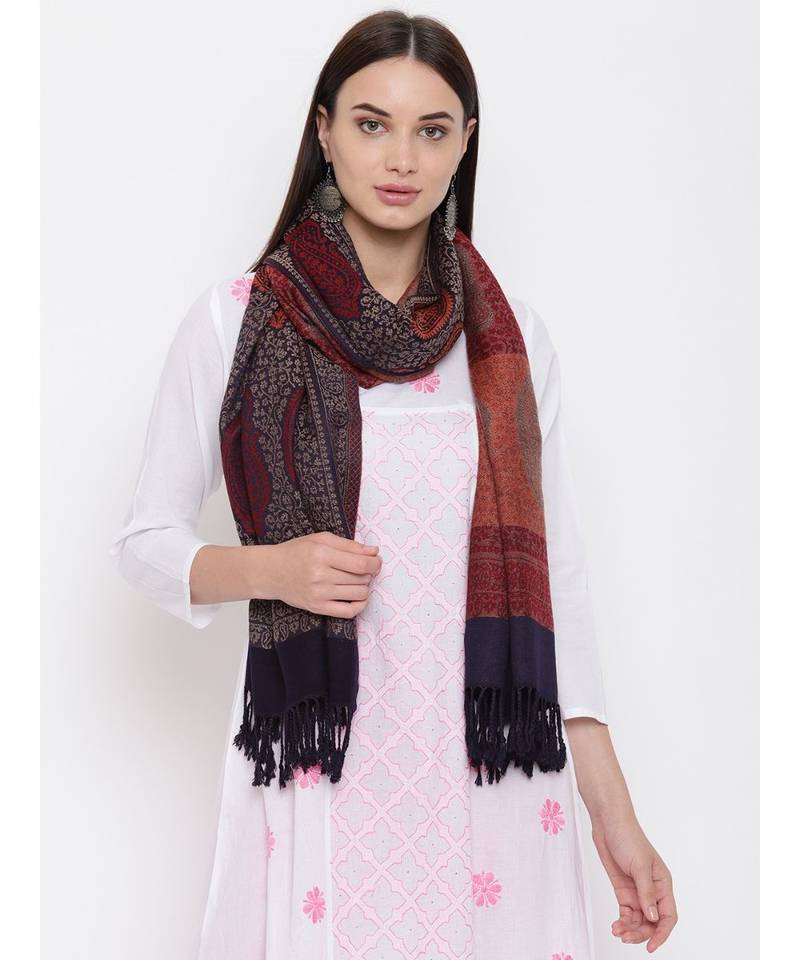 Blue Plain Viscose Stole SE38 main image 1