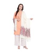 white Off-White Viscose Wool Blend Women Wooven Casual Onesize Stole