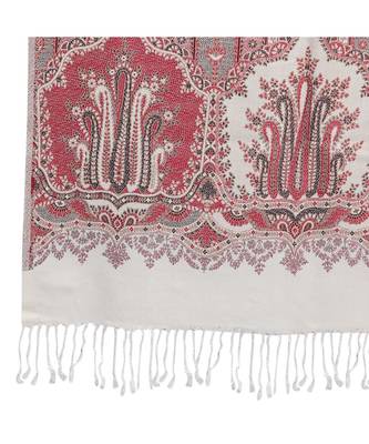 white Off-White Viscose Wool Blend Women Wooven Casual Onesize Stole 3