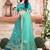 Aqua Blue Designer Partywear Embroidered Work Malay satin Lehenga Choli