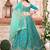 Aqua Blue Designer Partywear Embroidered Work Malay satin Lehenga Choli
